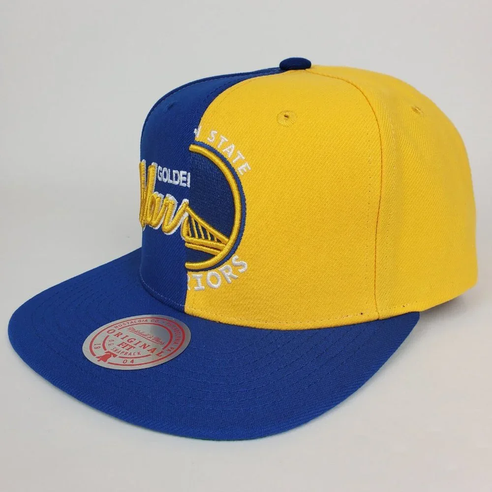 GS Warriors Mitchell & Ness NBA Snapback‎ Hat 3D Logo Blue Yellow Cap NWT